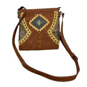 Montana West Brown Aztec Studded Turquoise Crossbody